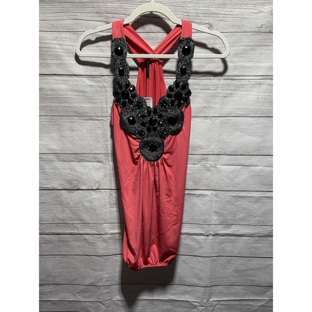 Candy Rain NWT Small pink tank top with embellished v-neck line